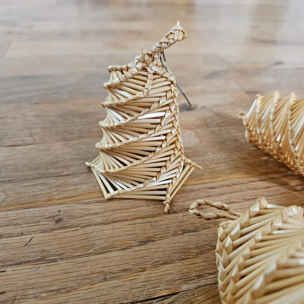 Vintage‎ Braided Straw CHristmas Ornament Bells Scandinavian Eastern European 8